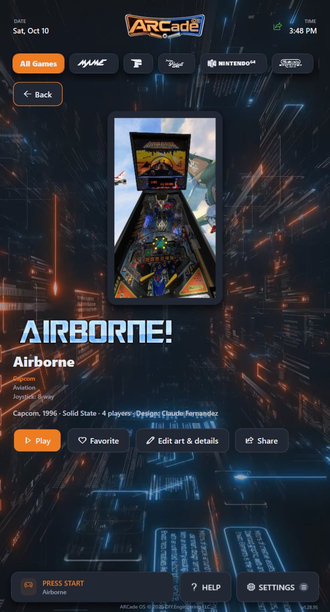 A game details screen