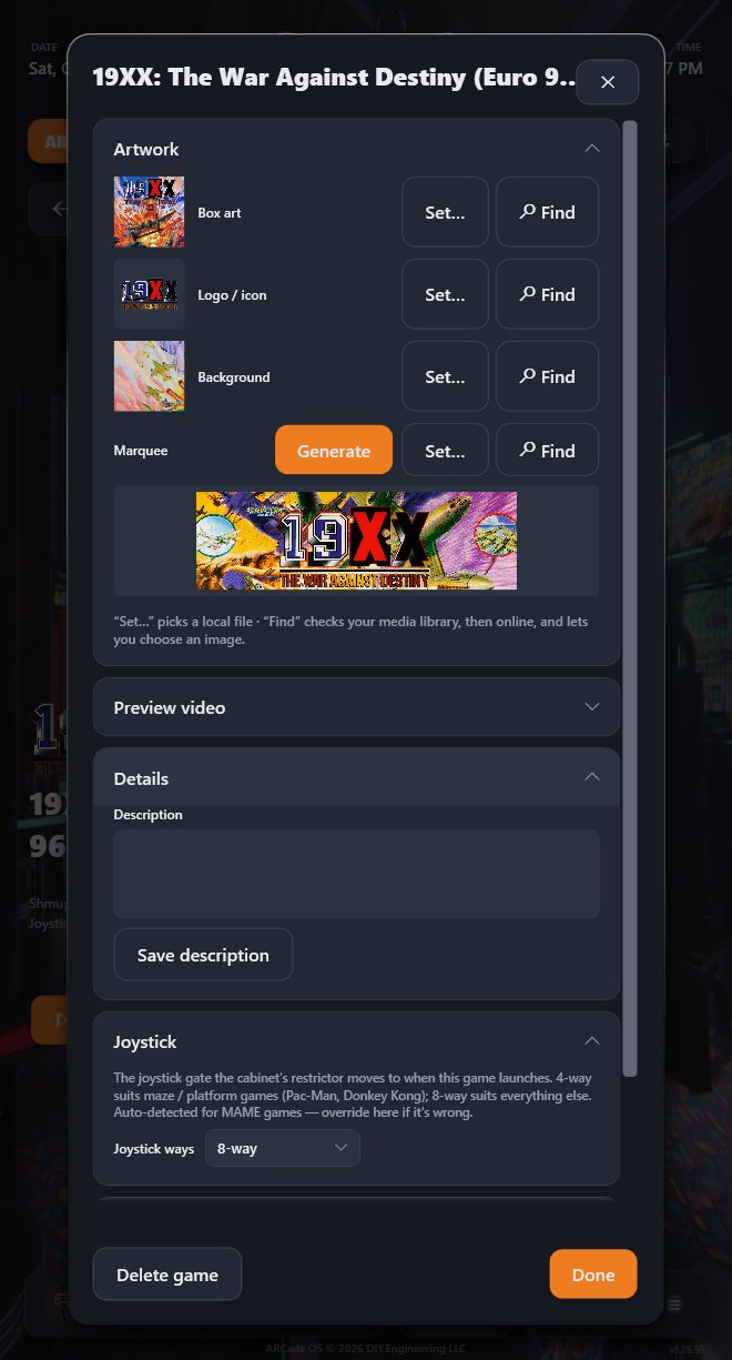 The Edit art and details card with the Joystick section open