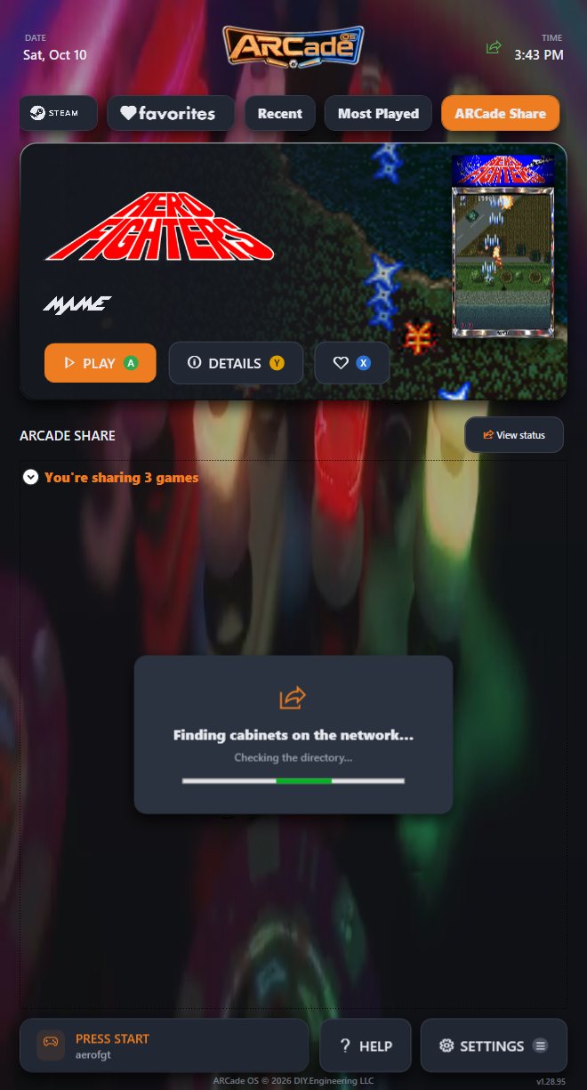 The ARCade Share tab