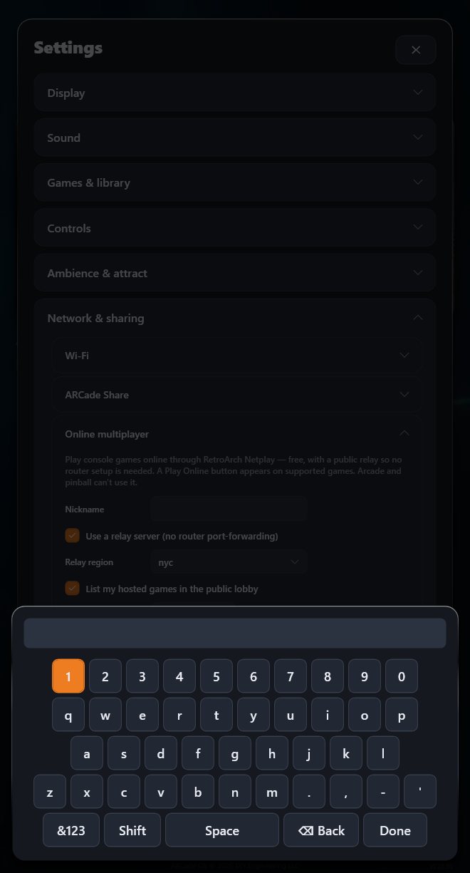 The on-screen keyboard