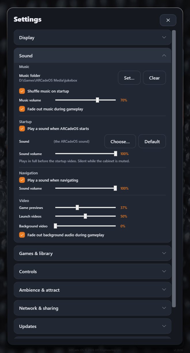 Settings, Sound section