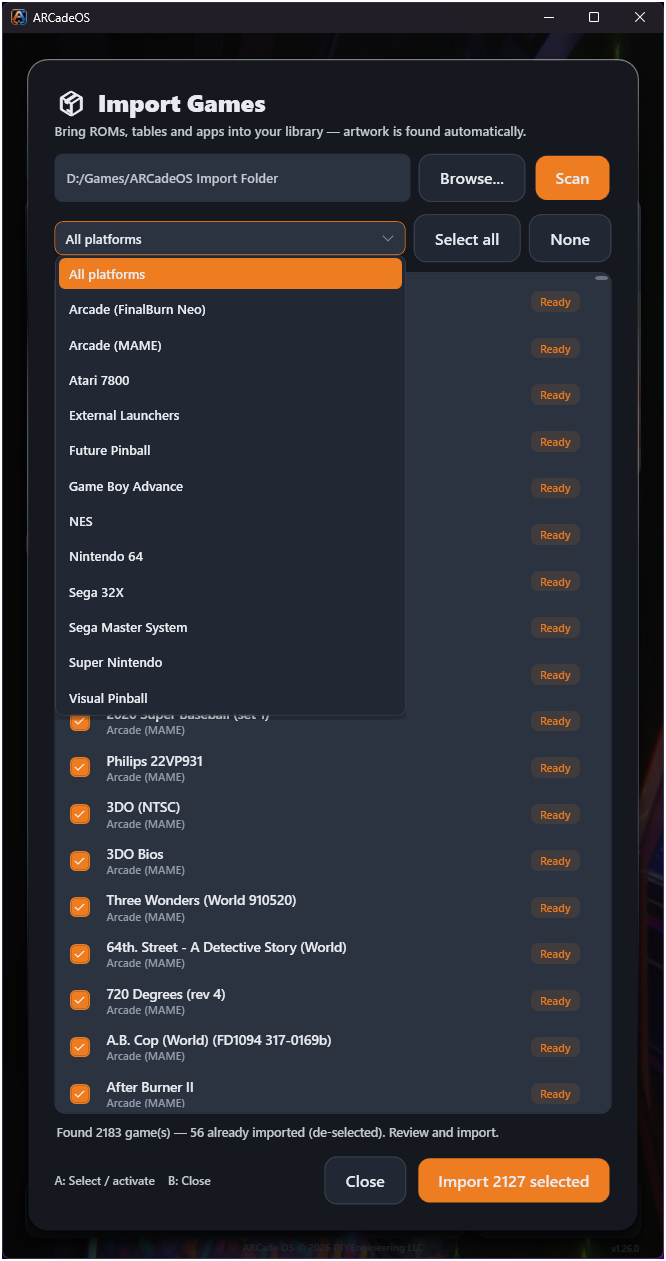 ARCadeOS game importer